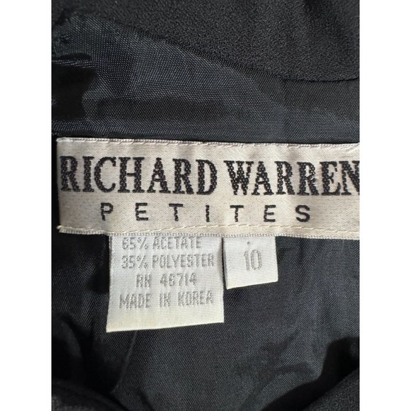 Richard Warren Petites Beaded Sleeve Long Black Dress 10P Black Acetate Blend - Picture 6 of 16